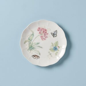 Blue Butterfly Scalloped Porcelain Dinner Plate
